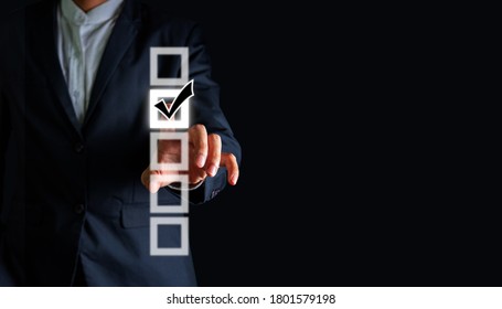 Businessman hand touching select best choice, selective concept idea. - Shutterstock ID 1801579198