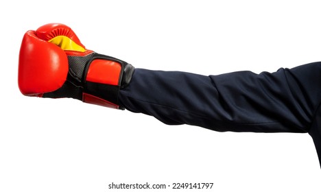 
Businessman hand wearing boxing glove isolated on white background, Hand wearing boxing glove on White Background With clipping path. - Shutterstock ID 2249141797
