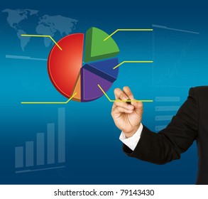 Businessman hand write graph