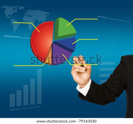 Businessman hand write graph