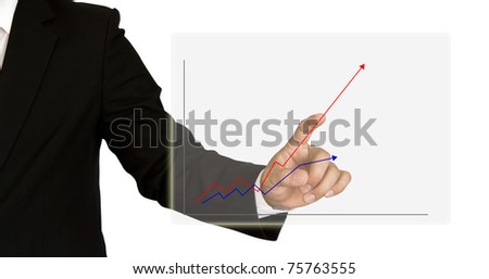 Businessman hand write graph isolated on white