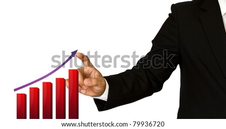 Businessman hand write graph isolated on white