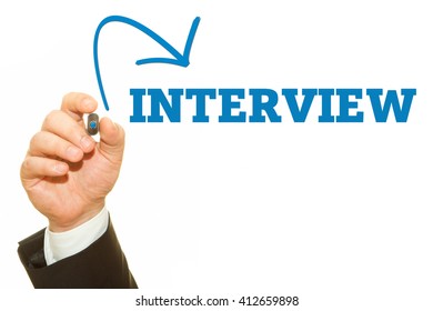 Businessman Hand Writing Interview Word Isolated Stock Photo 412659898 ...