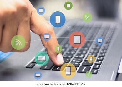 Businessman hands working with a Cloud Computing diagram devices and icons applications to a digital planet, internet of things . Concept of - Powered by Shutterstock - Get 15% off with code: PIKWIZARD15