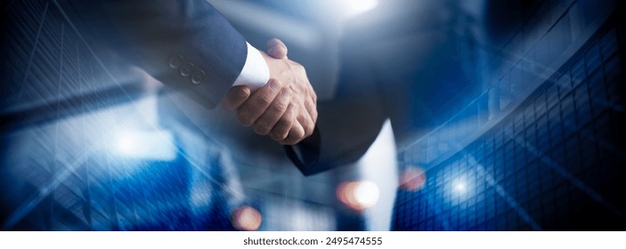 Businessman handshake for teamwork of business merger and acquisition,successful negotiate,hand shake,two businessman shake hand with partner to celebration partnership and business deal concept - Powered by Shutterstock