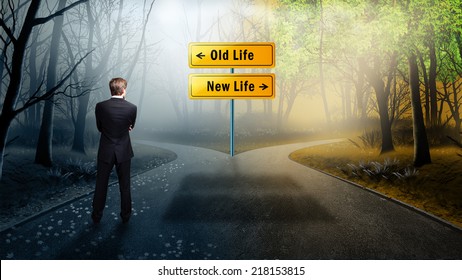 Businessman Has To Decide Between Old Life And New Life