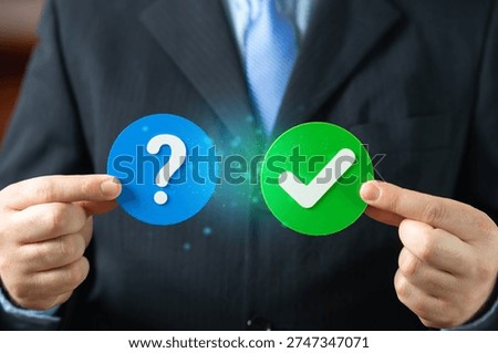 A businessman has found a solution to the problem. Give consent and confirm participation highlighting decision making approval process and successful resolution.
