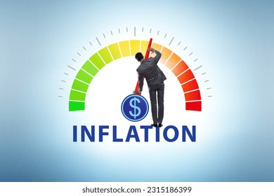 Businessman in the high inflation concept - Shutterstock ID 2315186399