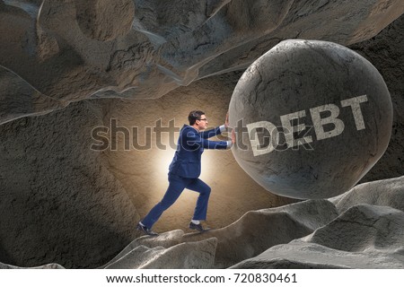 Businessman in high interest debt business concept