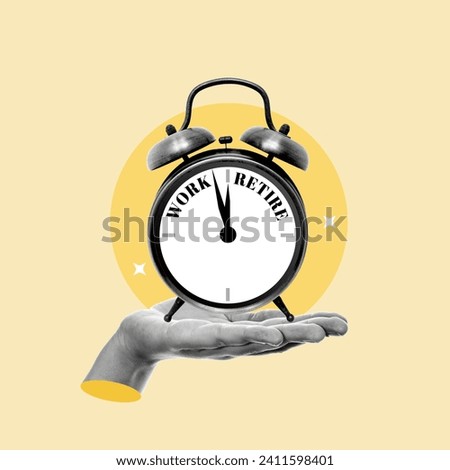 Businessman, holding an alarm clock, countdown, clockwise, work until retirement, Retirement, Pension, Planning, Seniors, Preparation, Savings, Work, Occupation, Human Age, Investment, Lifestyles