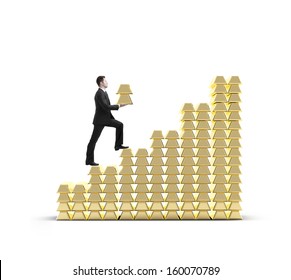 Businessman Holding Bar Of Gold