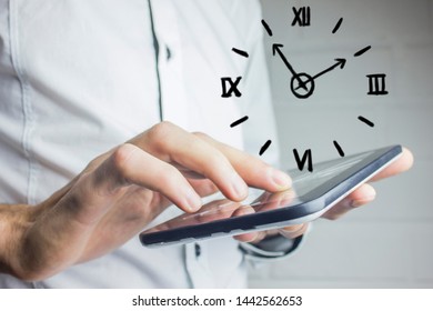 Businessman holding clock. Business time management  - Shutterstock ID 1442562653