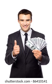 Businessman holding dollar bills