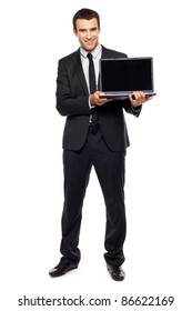Businessman Holding Laptop