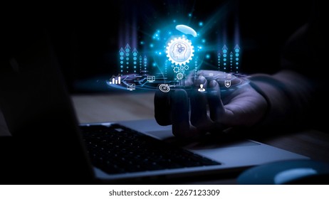 Businessman holding a light bulb think problem solving. business planning teamwork,artificial intelligence, ideas and competition and strategy, business success concept,strategic concept..	 - Powered by Shutterstock