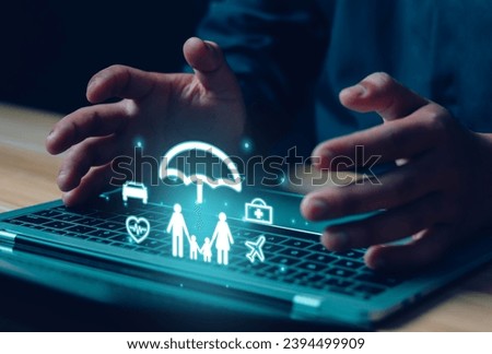 Businessman holding medical network - health, medicine, insurance, healthcare, care, concept. Medical technology service to solve public health problems. medical business digital and health