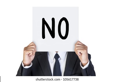Businessman Holding Paper Say No