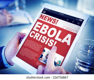 Businessman Holding Tablet Ebola News Concept