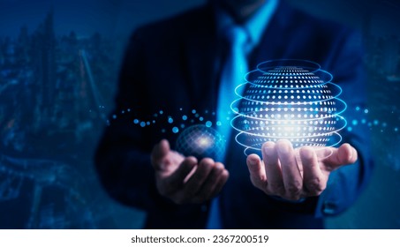 Businessman holds the keys to data analysis, marketing, statistics, and strategy in his hands, guiding the way to success in the dynamic world of business - Powered by Shutterstock - Get 15% off with code: PIKWIZARD15