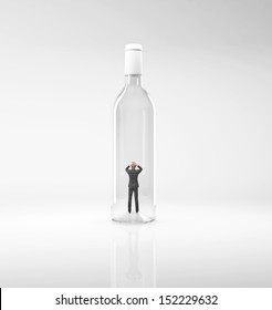 Businessman Inside A Bottle