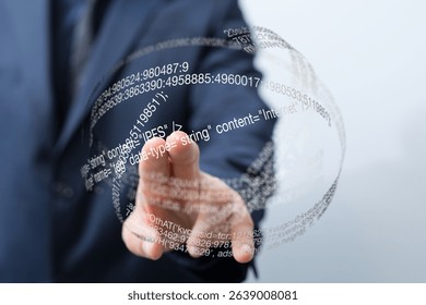 Businessman Interacting with Digital Data Globe