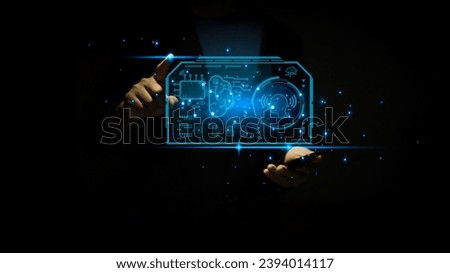 A businessman interacts with a virtual chart interface, bridging technology and business innovation,