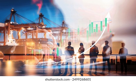 	
Businessman investment stock finance profit graph of marketing financial increase and check for control loading containers box from Cargo freight ship for import and export, transport - Powered by Shutterstock