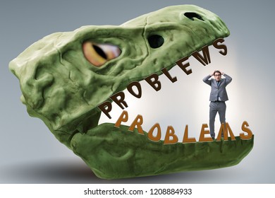 Businessman in the jaws of problems