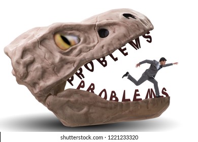 Businessman in the jaws of problems