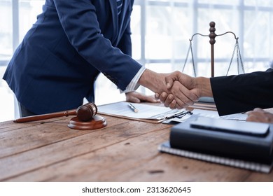 Businessman with lawyer discussing law firm business plan - Market Analysis Summary