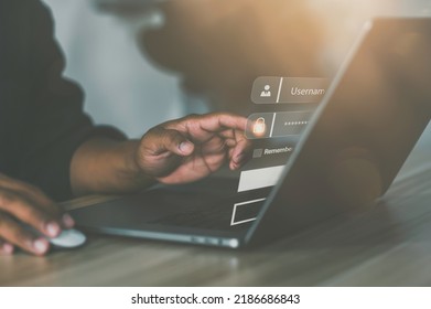 Businessman Logging Into Computer System Working Stock Photo 2186686843 ...