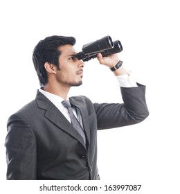 Businessman Looking Through Binoculars