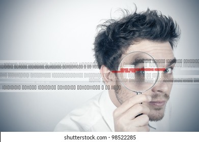 Businessman looks for the virus
