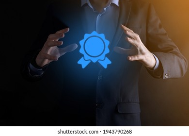Businessman man holds in hand hourglasses icon. Time expires. A reminder to action. Business concept. Elements for design - Shutterstock ID 1943790268