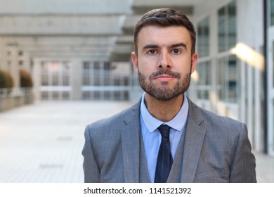 Businessman With Mandibular Prognathism Close Up 