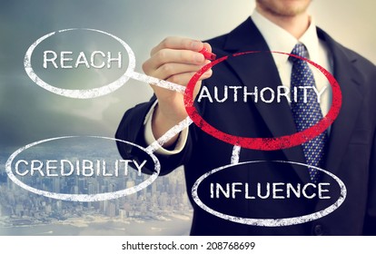 Businessman mapping out the sources of authority - Shutterstock ID 208768699