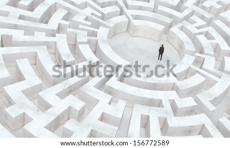 businessman in the middle of a maze