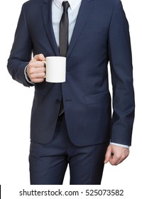 Businessman In Neat Suit Holding Mug In Hand