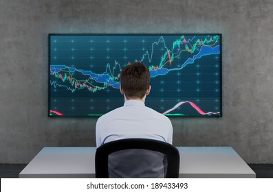 Businessman And Observation Of Stock Market.