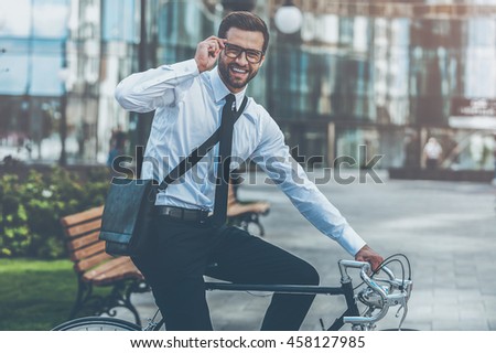 Similar – Image, Stock Photo ride a bicycle Elegant