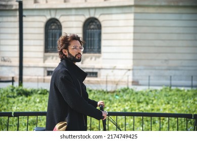 Businessman On A Bike. Business Man Leaving His Work