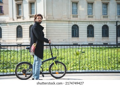 Businessman On A Bike. Business Man Leaving His Work