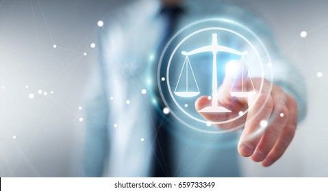 Businessman on blurred background using law protection right 3D rendering - Shutterstock ID 659733349