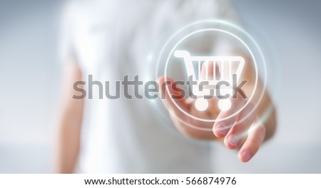 Businessman on blurred background using digital payment interface 