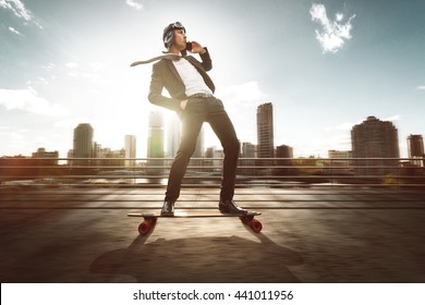 Businessman on Skateboard - Powered by Shutterstock