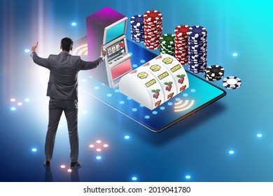 Businessman in online casino concept - Powered by Shutterstock