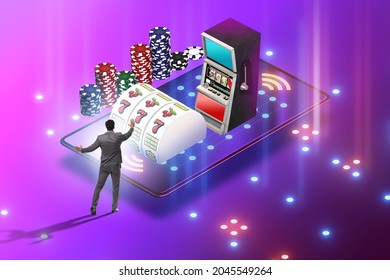 Businessman in online casino concept - Shutterstock ID 2045549264