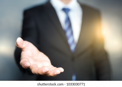 Businessman with an open hand ready to seal a deal, partner shaking hands. - Shutterstock ID 1033030771