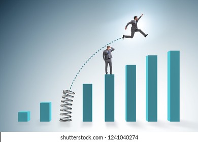 Businessman Outperforming His Competition Jumping Over Stock Photo ...