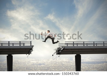 Businessman and overcome the difficulties concept